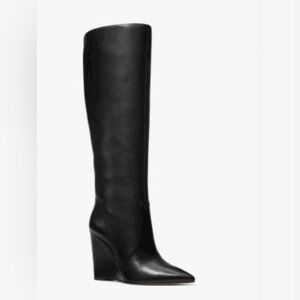 Michael Kors Collection Leather Wedge Boot in black size 9.5